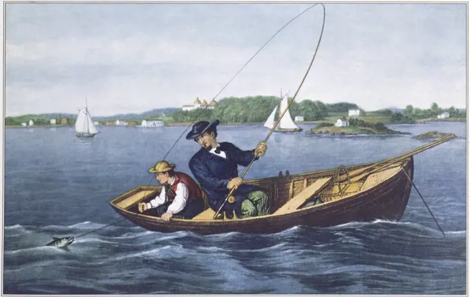 Bass Fishing Currier & Ives (active 1857-1907/American) 