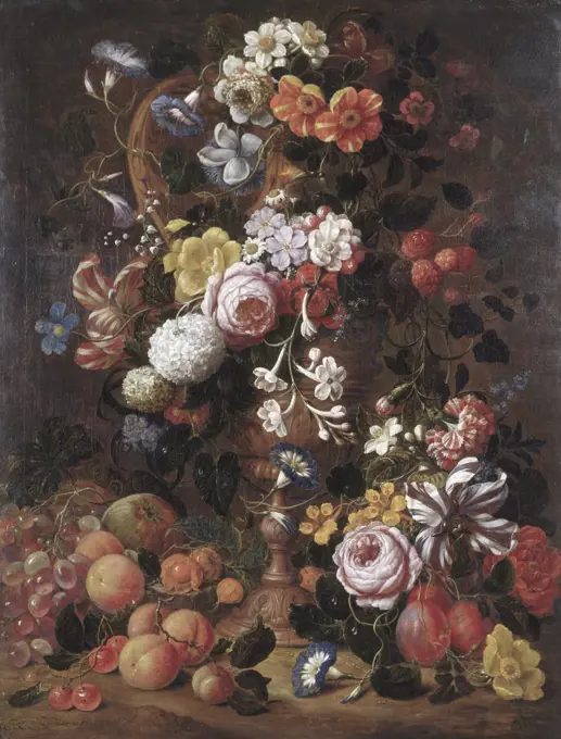 Roses, Dahlias, Convolvulus and Other Flowers Nicholas van Veerendael (1640-1691/Dutch)