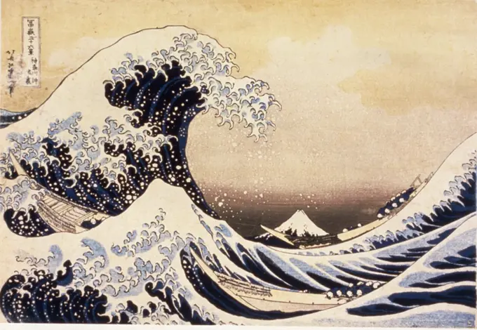 The Great Wave off Kanagawa by Katsushika Hokusai, woodblock print, Edo Period, 19th century, 1760-1849, Japan, Tokyo, National Museum