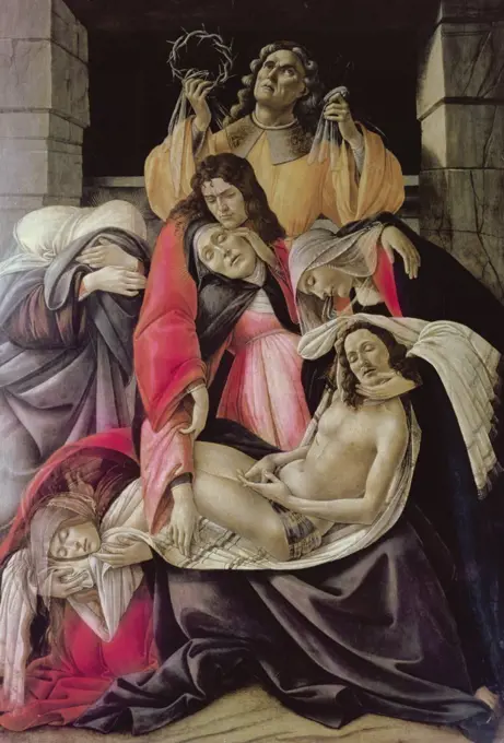 Lamentation over Dead Christ  (Poldi Pezzoli Pieta)  1495,  Sandro Botticelli (1444-1510/ Italian)  Tempera on Wood Panel  Museo Poldi Pezzoli, Milan 