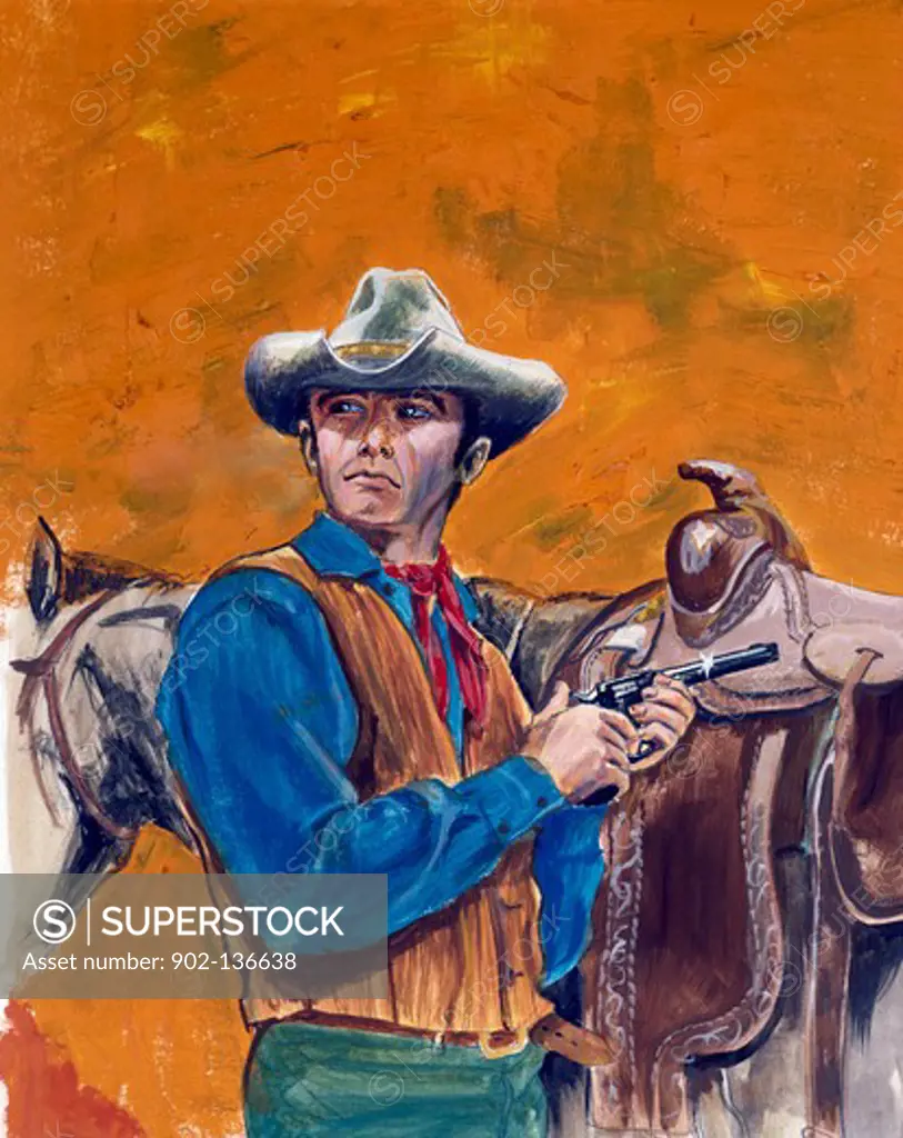 Cowboy reloading a handgun