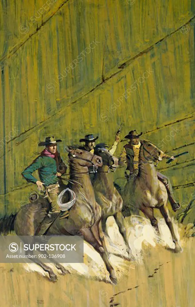 Cowboys riding horses