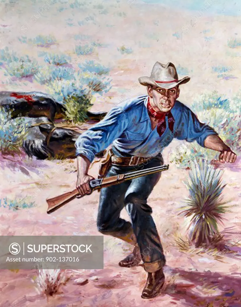 Cowboy holding a shotgun