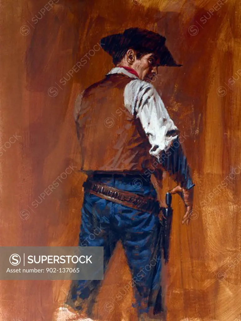 Rear view of a cowboy