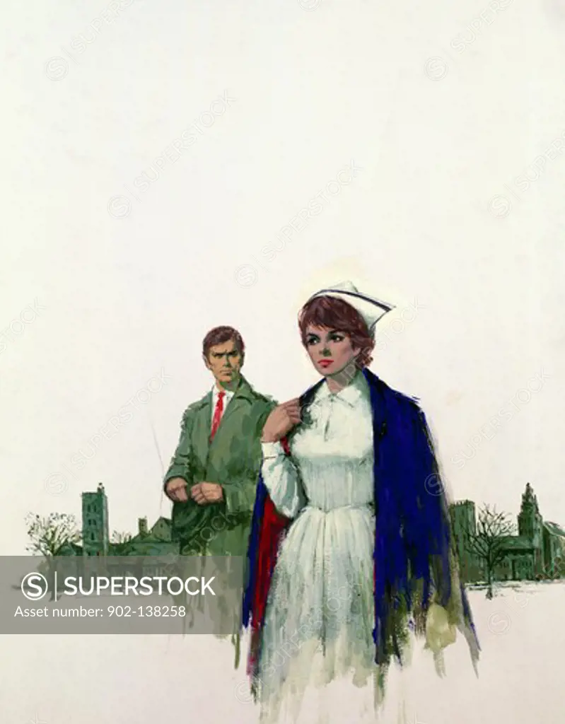 Female nurse standing with a man