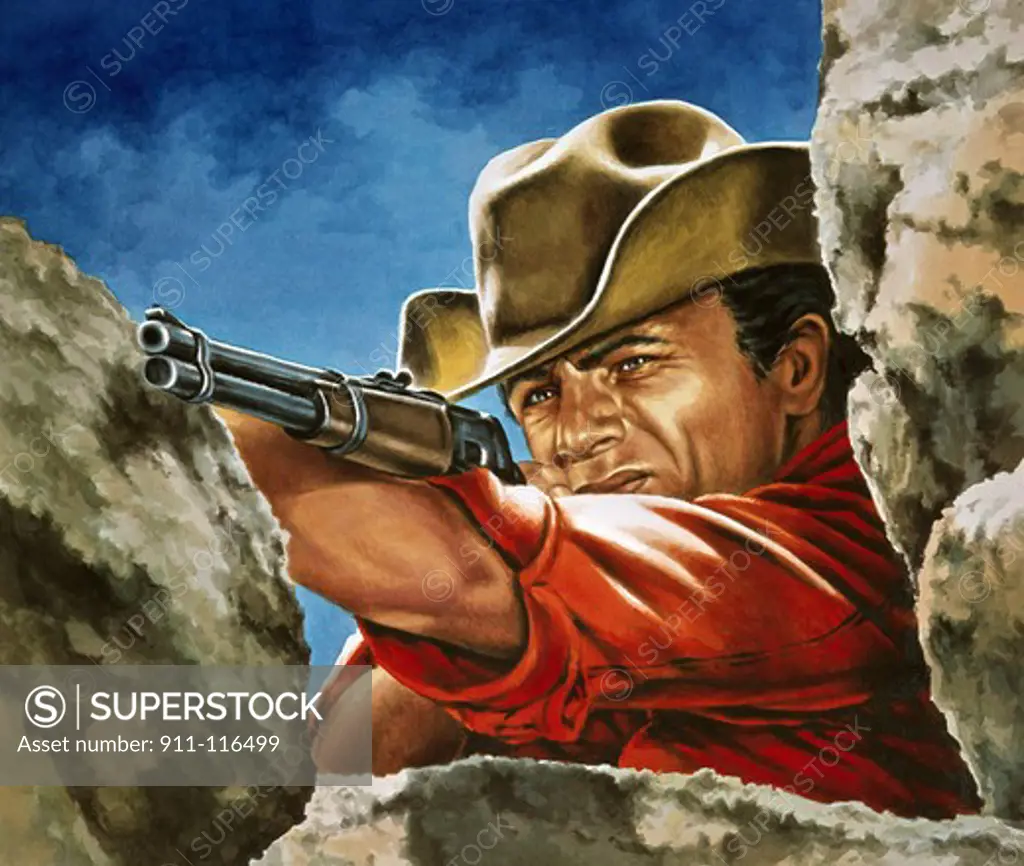 Cowboy shooting with a handgun