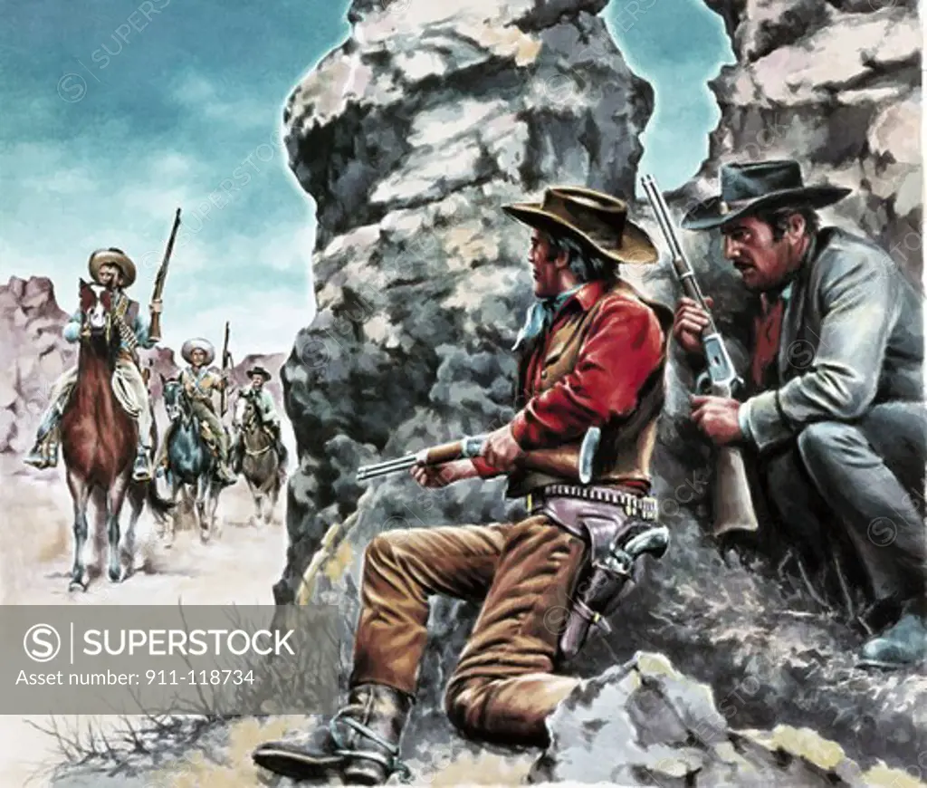 Cowboys prepared for a gun duel