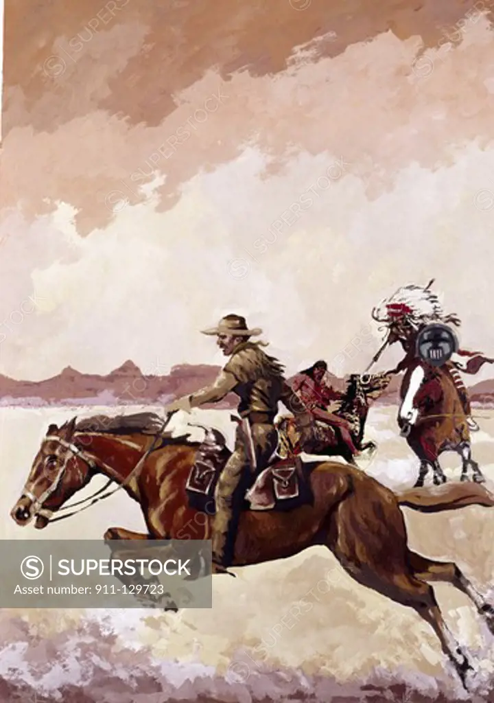 Cowboys in an encounter with American Indians