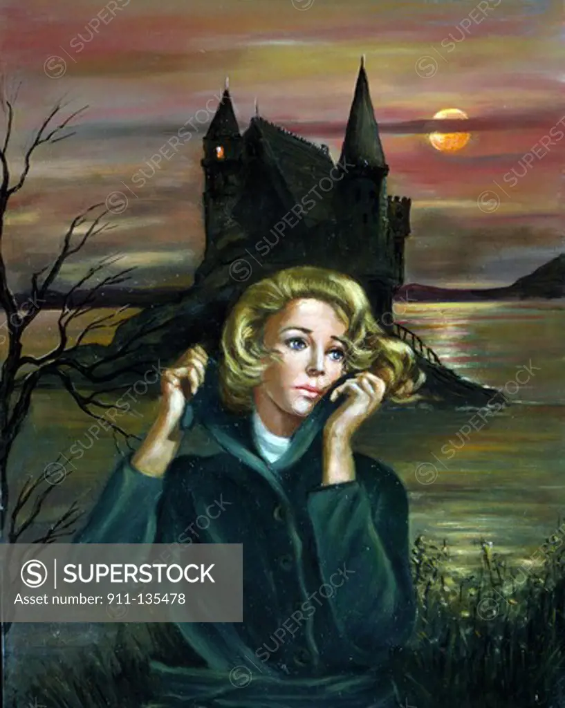 Woman with a castle in the background