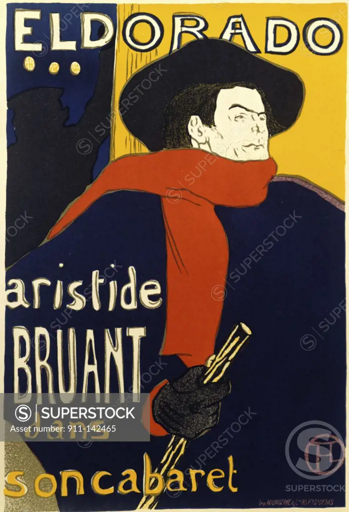 Eldorado-Aristide Bruant dans son Cabaret  Henri de Toulouse-Lautrec (1864-1901/French) Lithograph 