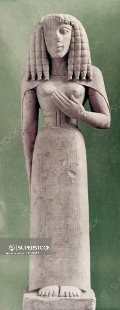 Lady Of Auxerre 6th C. BC Greek Art Limestone Musee du Louvre, Paris, France