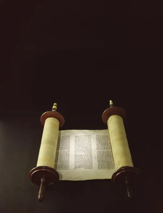 Close-up of a Torah scroll