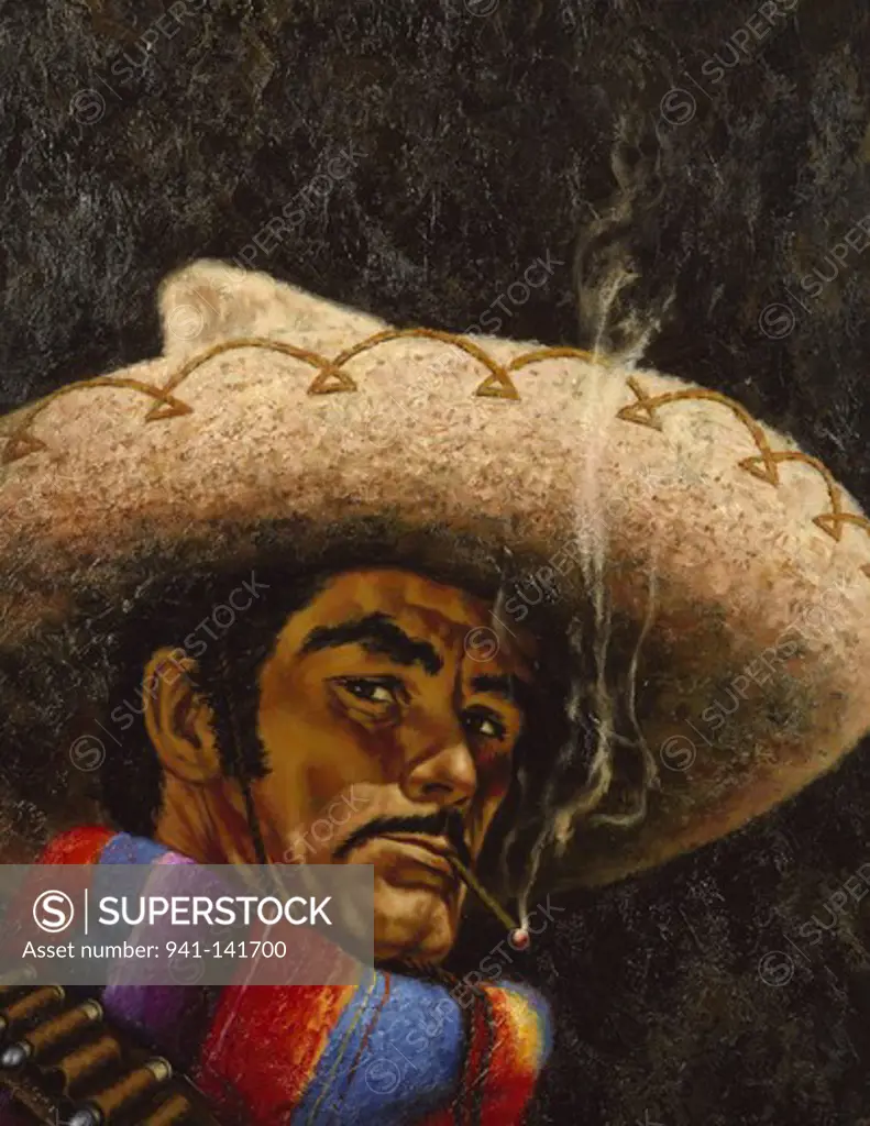 Portrait of a cowboy smoking a cigarette