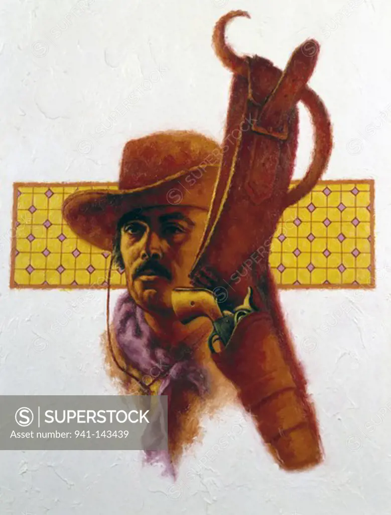 Close-up of a cowboy with a gun holster