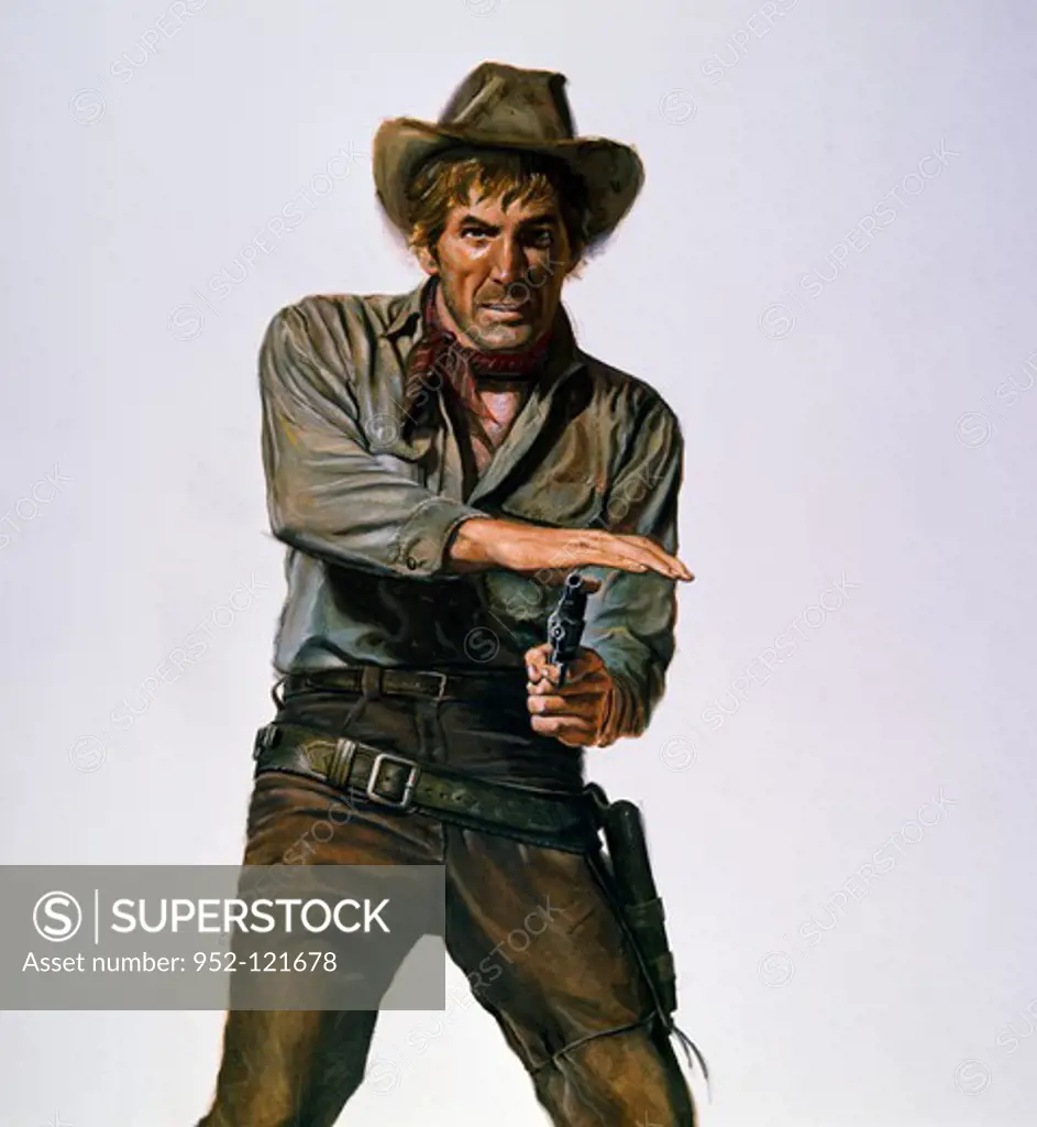 Cowboy shooting with handgun