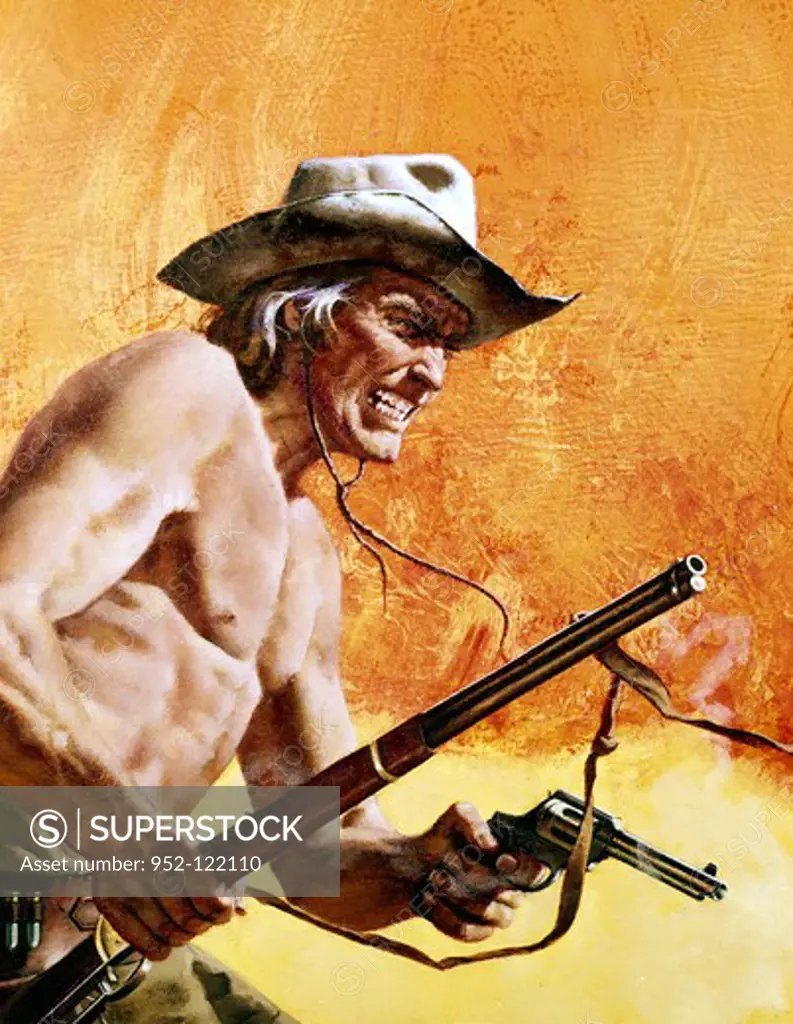 Cowboy holding a rifle and a handgun
