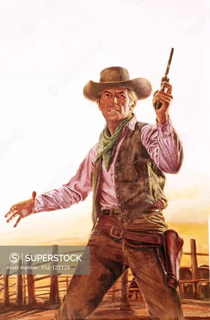 Cowboy shooting with handgun