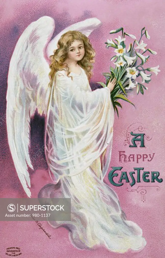A Happy Easter Angel Nostalgia Cards