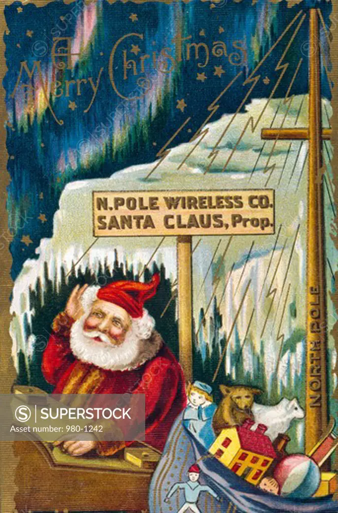Merry Christmas, N Pole Wireless Co., Nostalgia Cards
