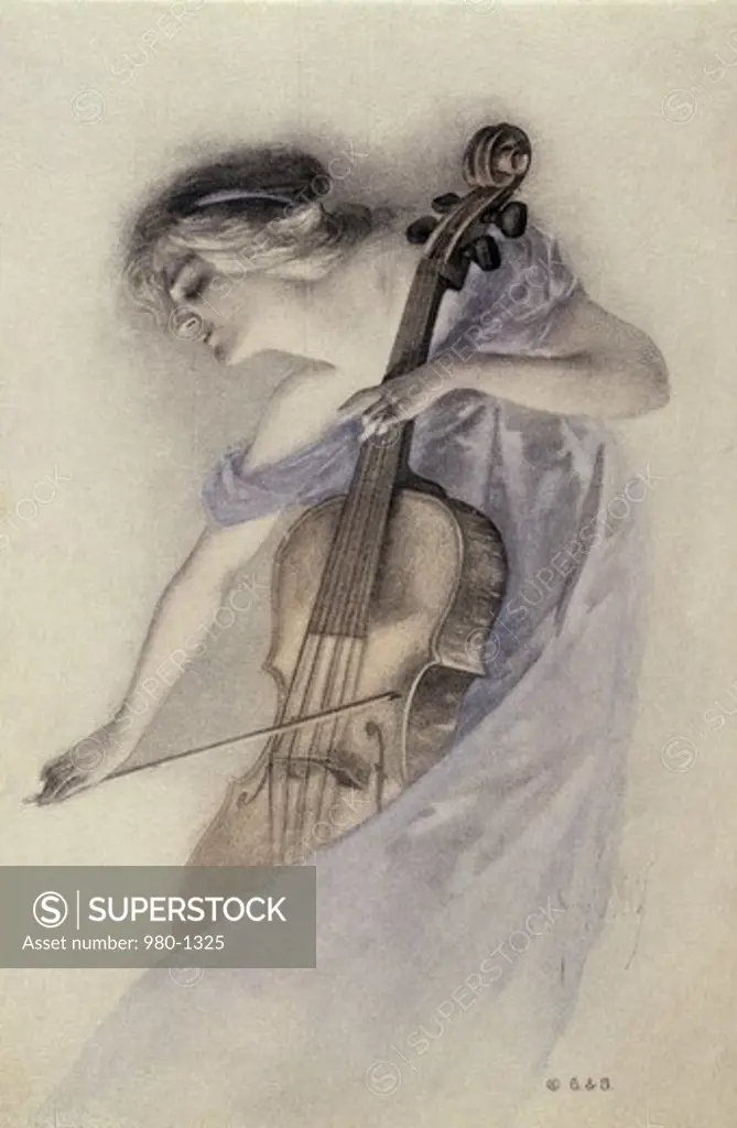 Woman Playing Cello Nostalgia Cards