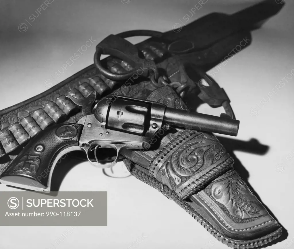 Close-up of a .44 Caliber Colt and gun holster