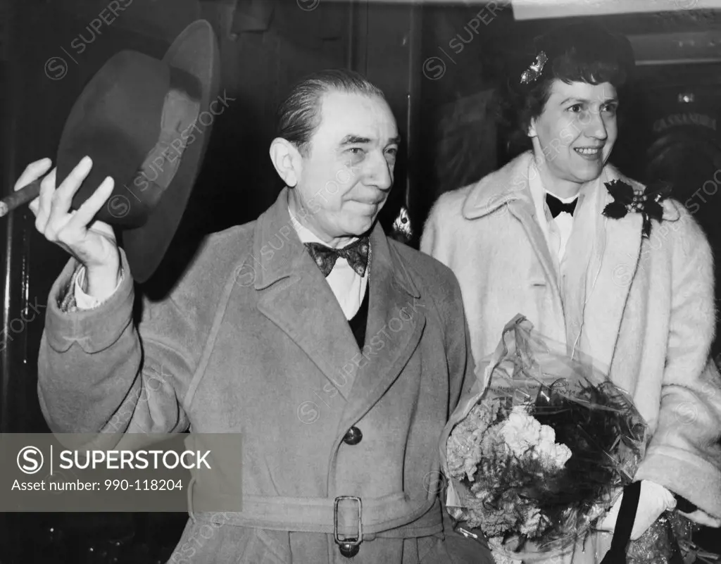 Bela Lugosi with his wife Waterloo Station, London, England May 12, 1951