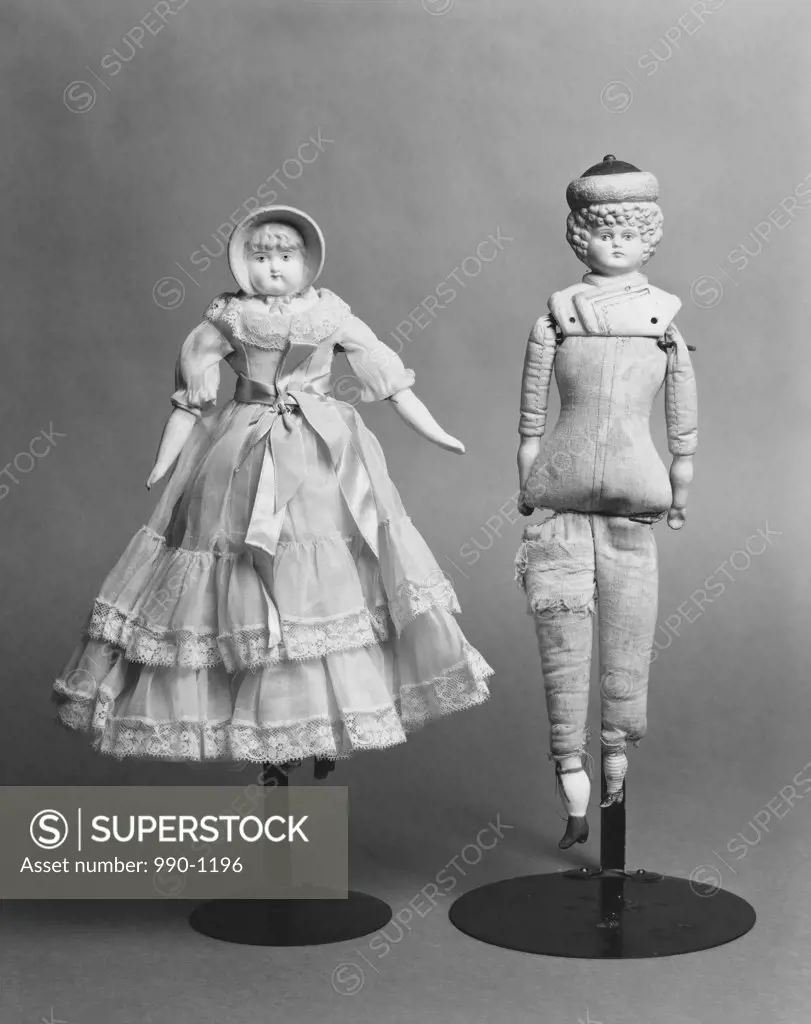 Close-up of antique dolls, Bisque Dolls, c.1880