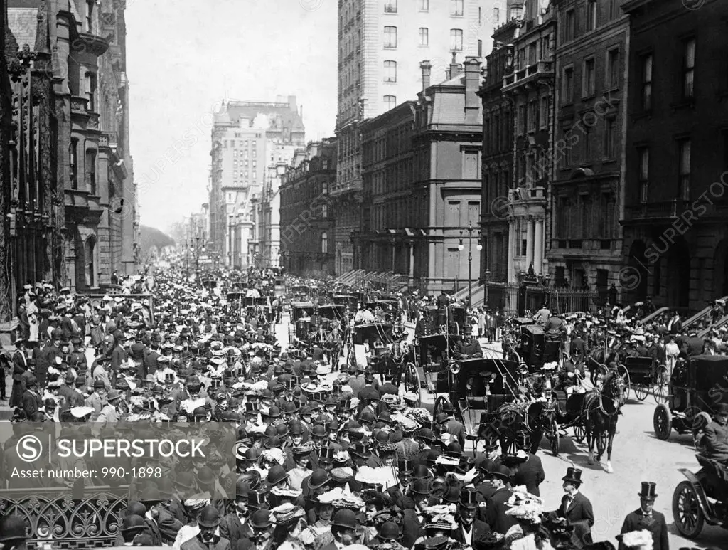 Crowd by a parade, Easter Sunday Parade, Fifth Avenue, Manhattan, New York City, New York, USA