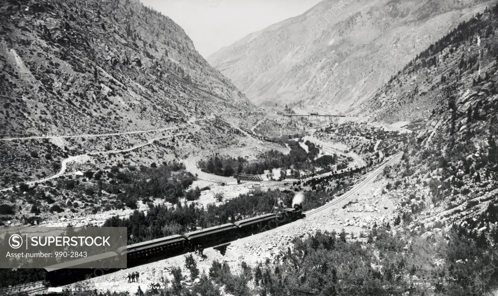 High angle view of train moving on railroad track