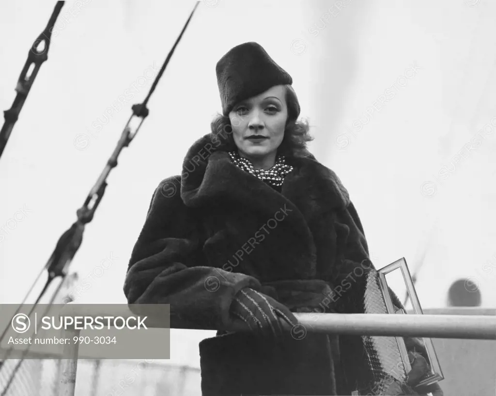 Marlene Dietrich aboard the Berengaria in Southampton 1937