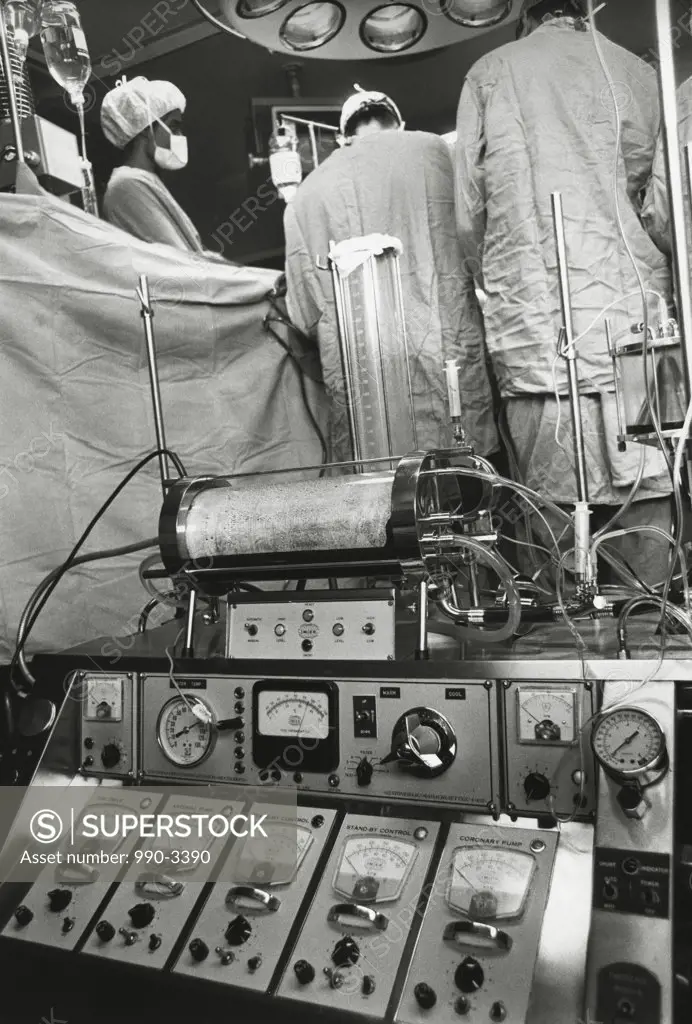 Close-up of a heart-lung machine in an operating room