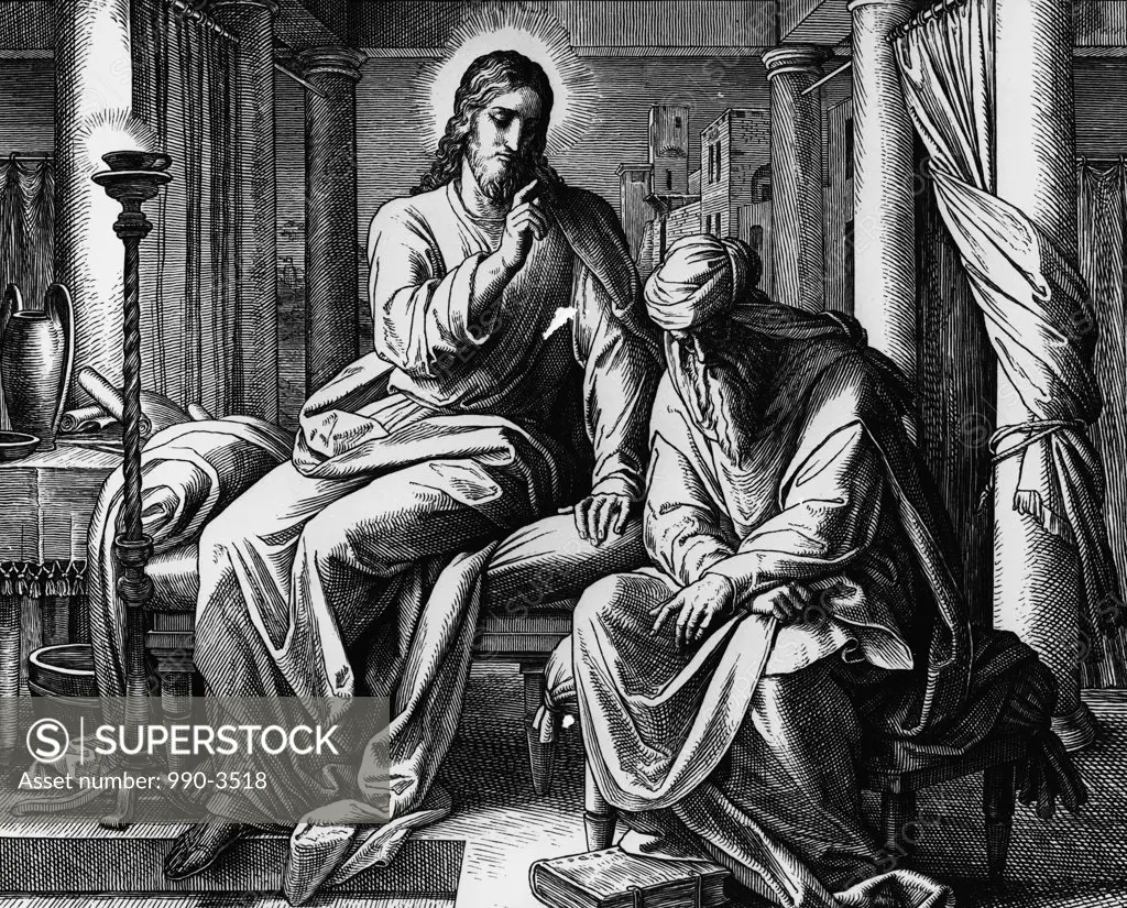 Christ's Discussion with Nicodemus on Eternal Life by Julius Schnorr von Carolsfeld, print, 1794-1872