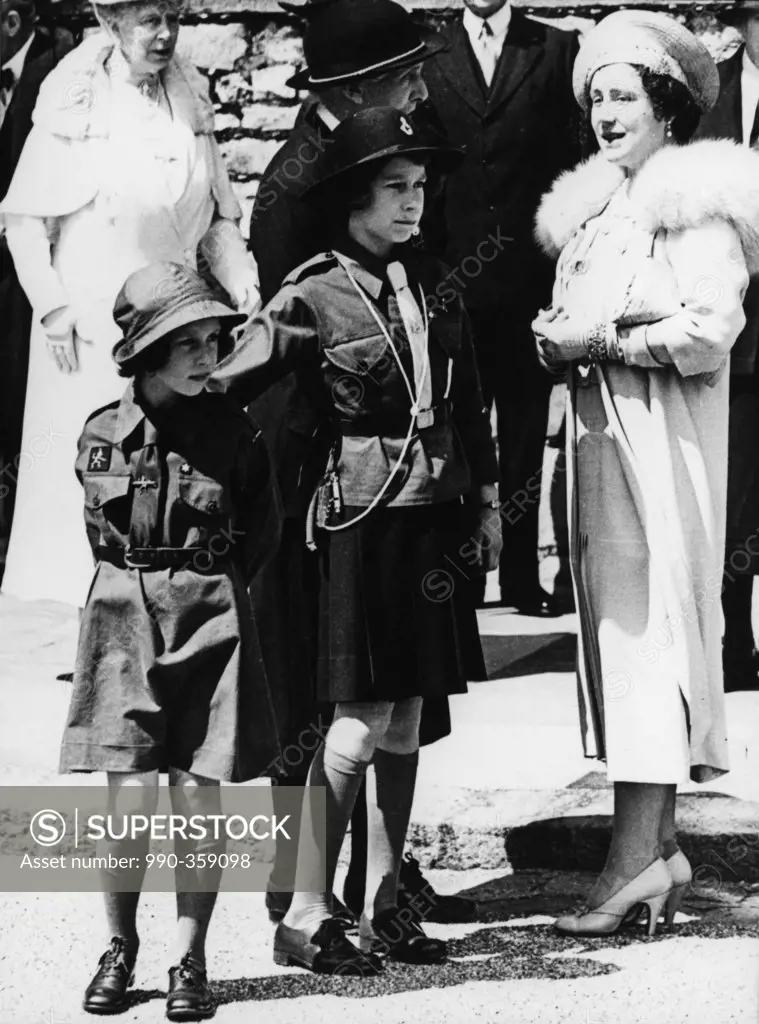 Queen Elizabeth and Princess Margret as Girl Scouts