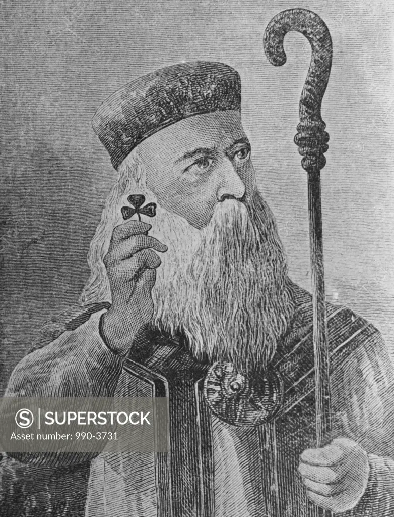 St. Patrick From The Most Ancient Lives of St. Patrick 1882 Woodcut