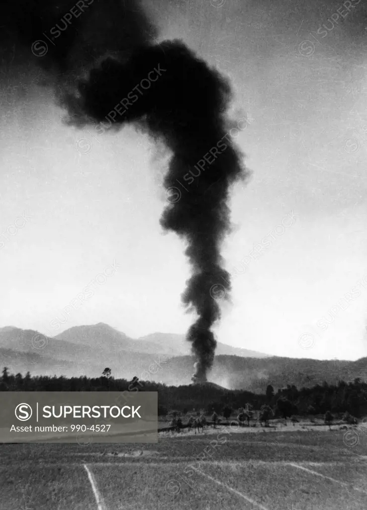 Mexico, Michoacan, Paricutin, Smoke erupting from a volcano, February 21, 1943