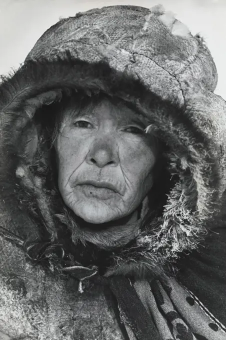 Portrait of a senior Eskimo woman wearing a parka