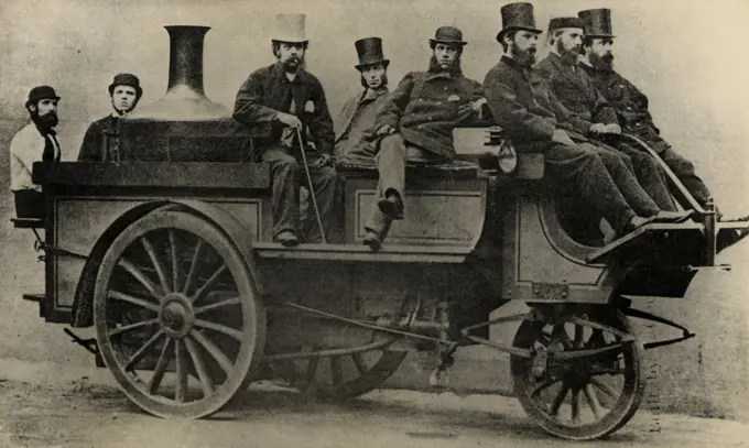 Men sitting on a vintage train