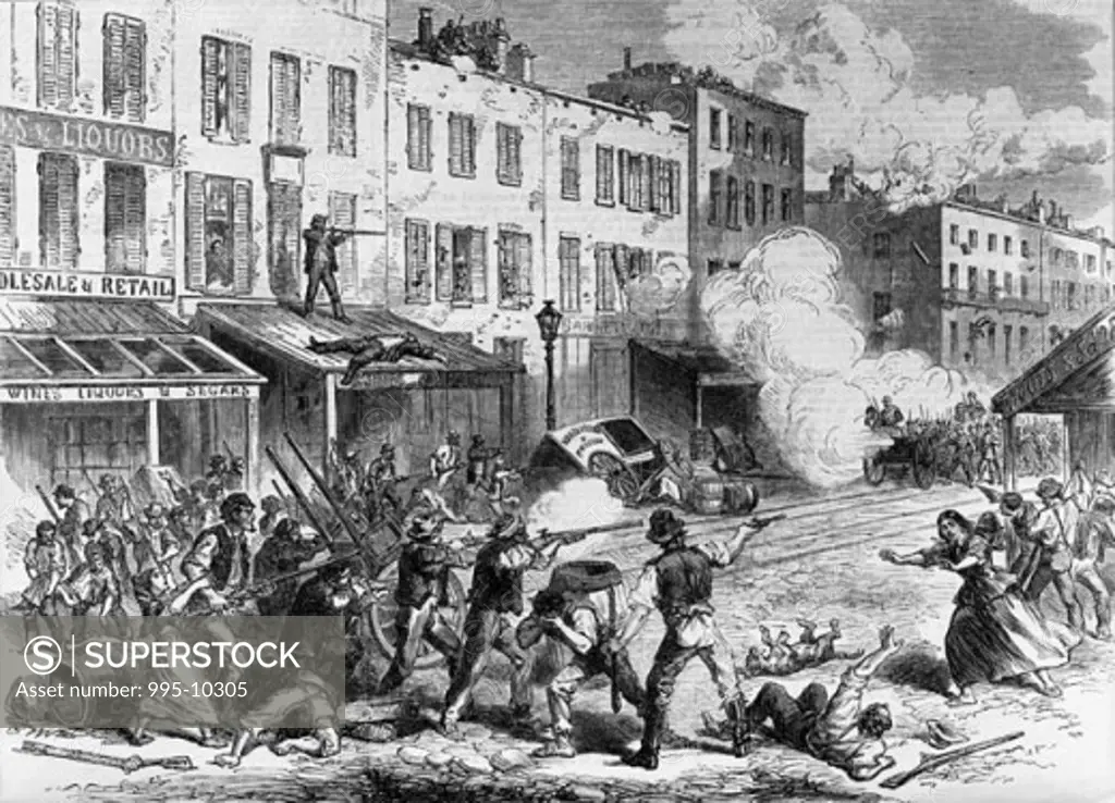 Civilians Battle Union Troops in New York 1863 Artist Unknown