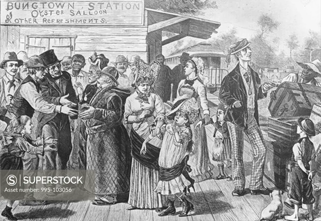 American Travelers Return from Europe 19th C. Artist Unknown