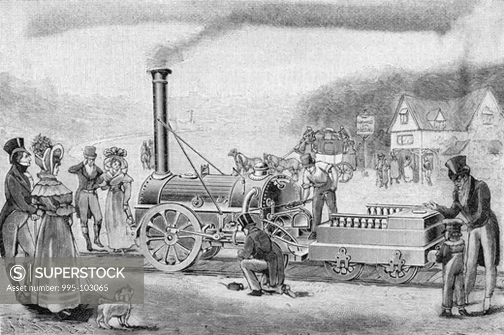 George Stephenson's Locomotive The Rocket by unknown artist, print, 1830