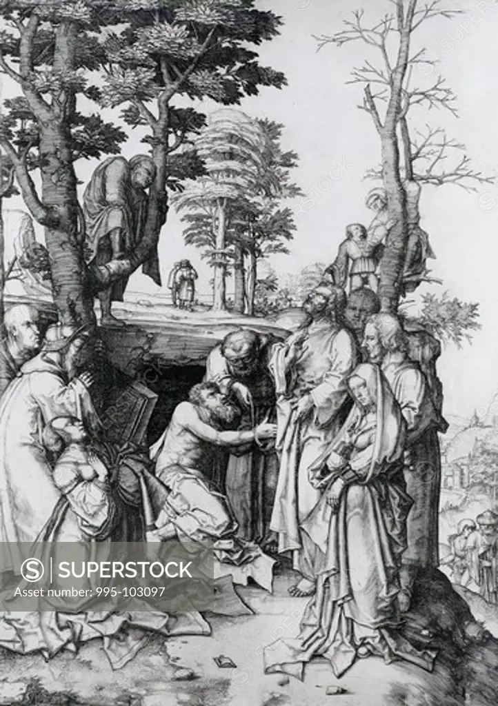 The Raising of Lazarus Lucas van Leyden (1494-1533 Netherlandish) Engraving