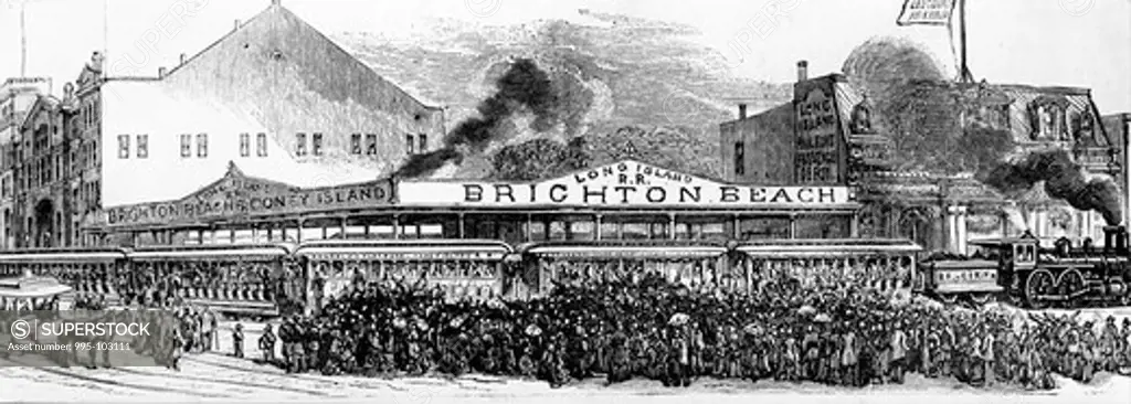 Crowds Rushing to the Trains Bound for Brighton Beach, ca. 1880 Artist Unknown