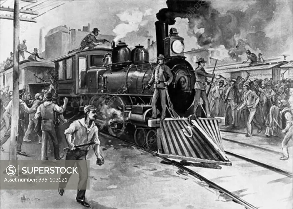 The 1894 Illinois Pullman Strike was Broken by Federal Troops Sent in by President Cleveland Artist Unknown