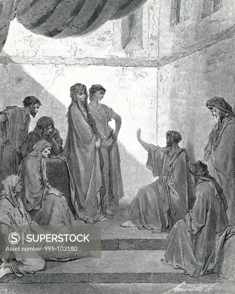 Peter in the House of Cornelius by Gustave Dore (1832-1883),  (1832-1883)