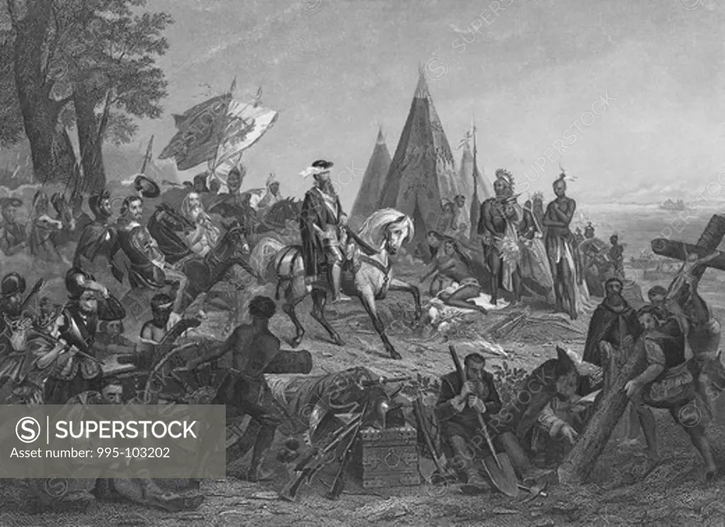 De Soto's Discovery Of The Mississippi Artist Unknown Engraving