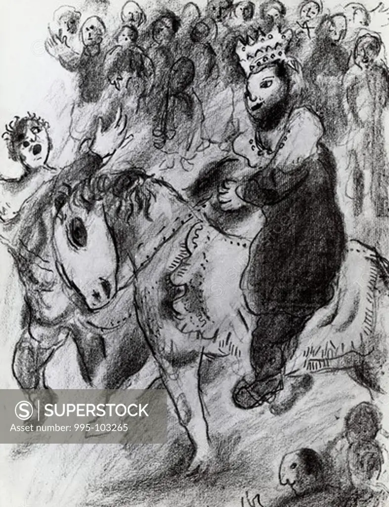 Mordecai's Triumphal Procession, Marc Chagall, (1887-1985 Russian)