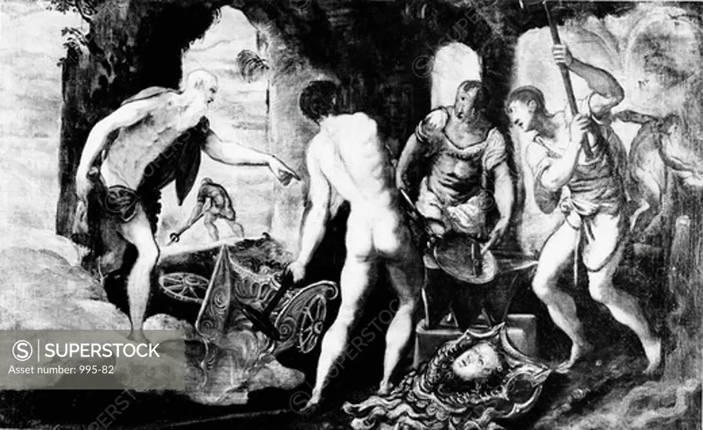 The Forge of the Vulcan by Jacopo Tintoretto, 1545-48, (1519-1594)