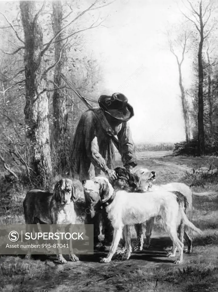 Gamekeeper and His Dogs by Constant Troyon, 1810-1865
