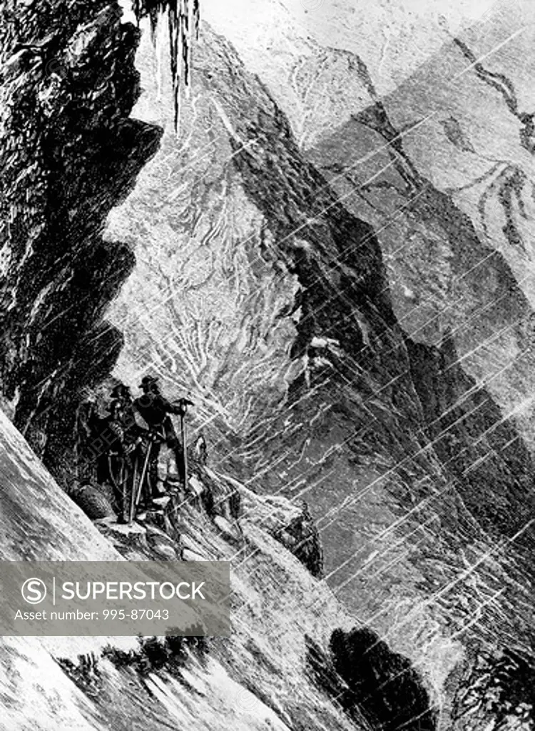 Incident at the First Ascent of Mount Cook, New Zealand in 1882 by unknown artist