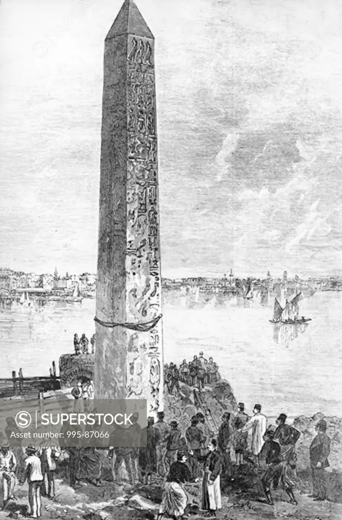 Cleopatra's Obelisk in Alexandria Preparing to be Moved by unknown artist